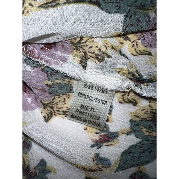 POETRY Floral Blouse Womens Size XL Multicolored Layered Ruffle Smocked Shirt. - Picture 7 of 16